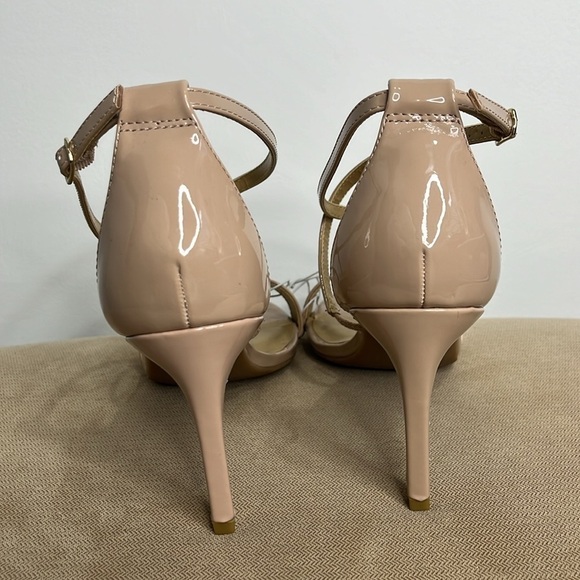 Thalia Sodi Nude Strappy High Heel Pumps Darria Shoes Size 10 Shiny Patent Look - Picture 8 of 14